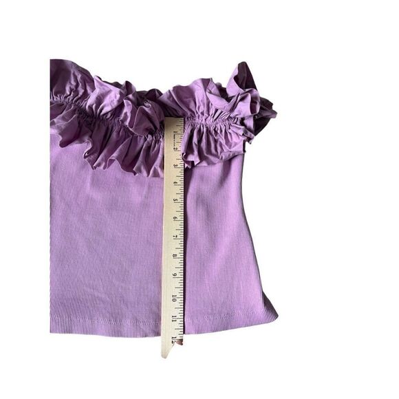 Anthropologie Maeve Poplin Ruffle Top strapless size S Lavender Purple - Picture 8 of 9